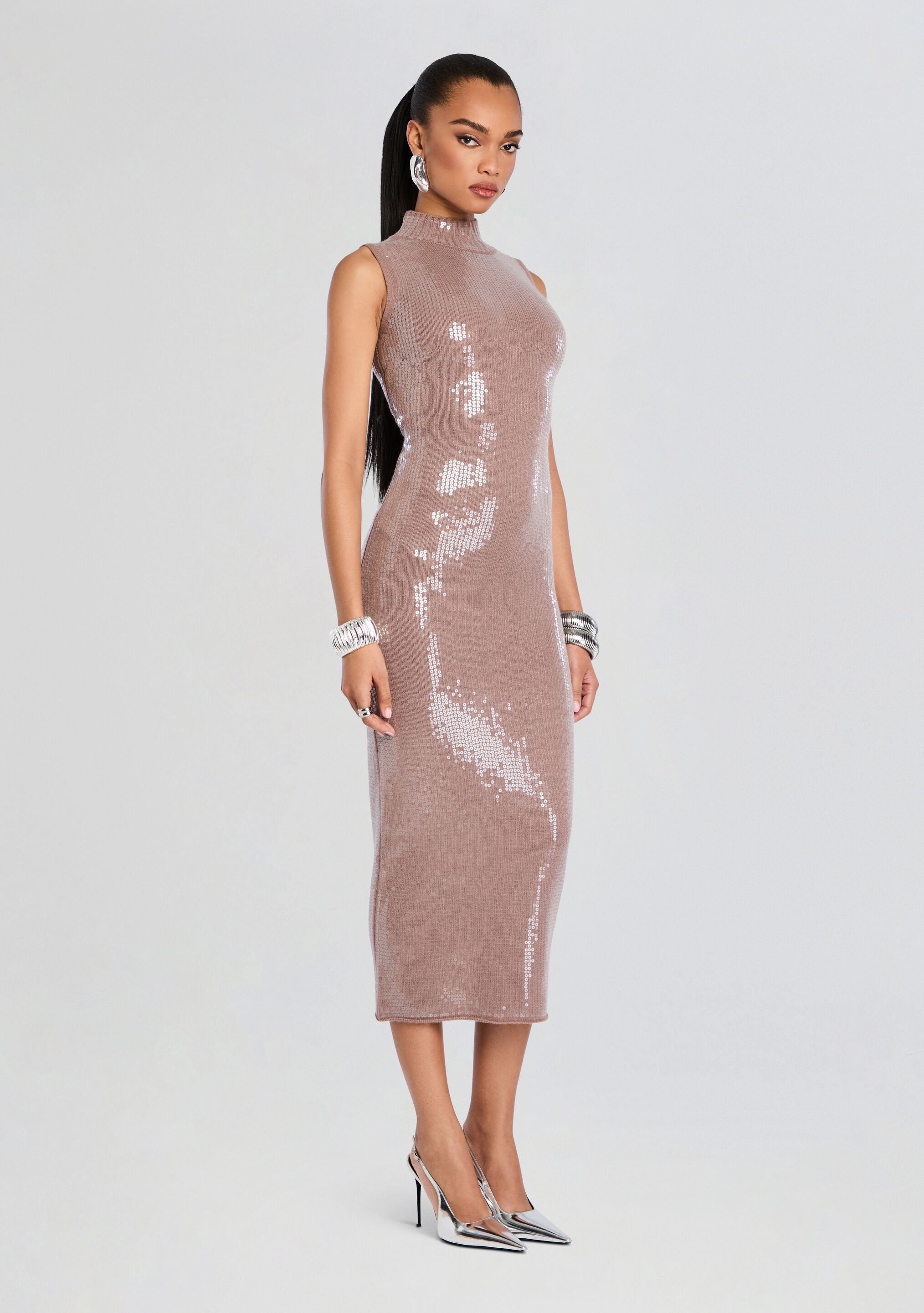 Dove Sequin Knit Dress-Stylulu