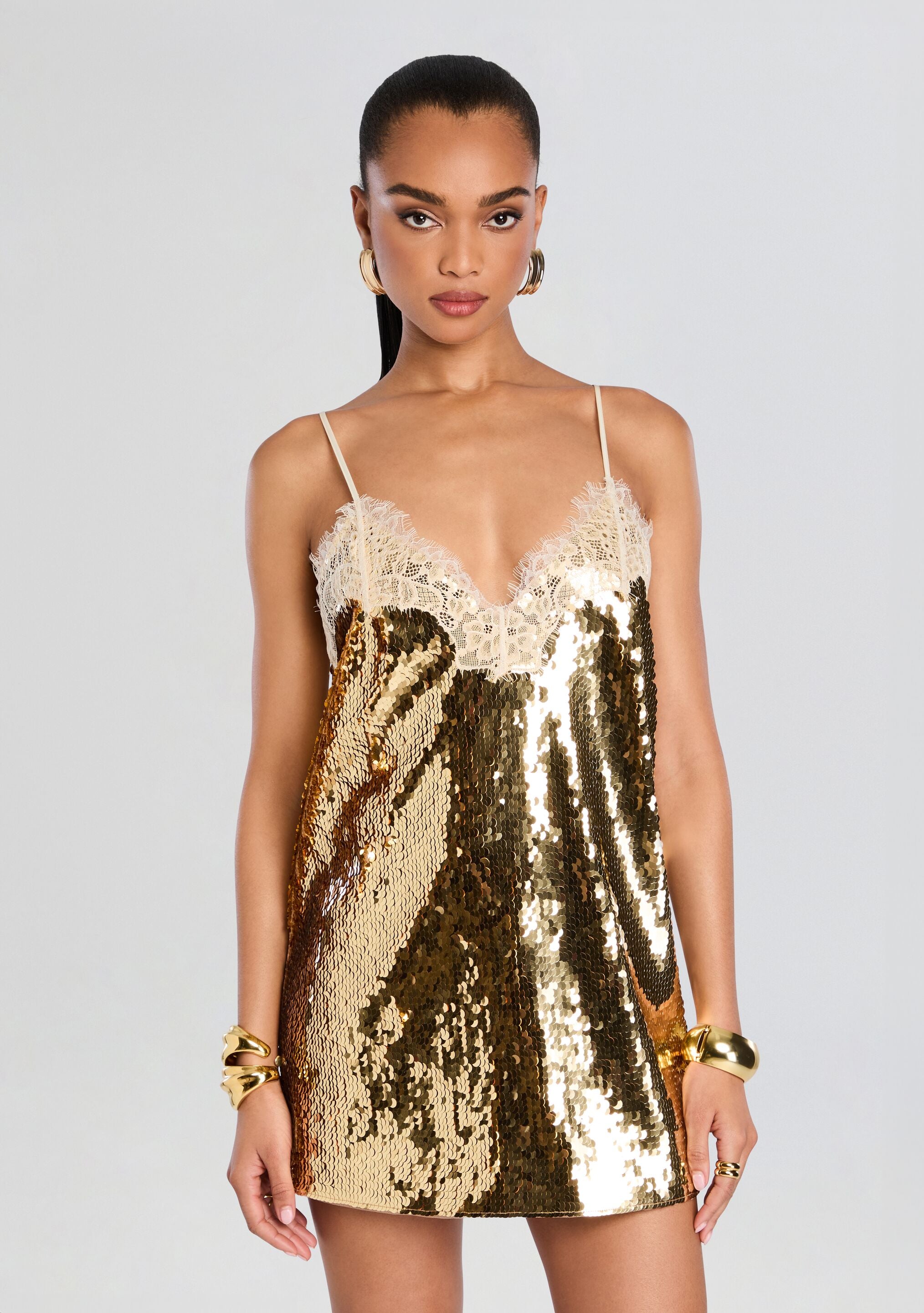 Olive Sequin Lace Dress-Stylulu