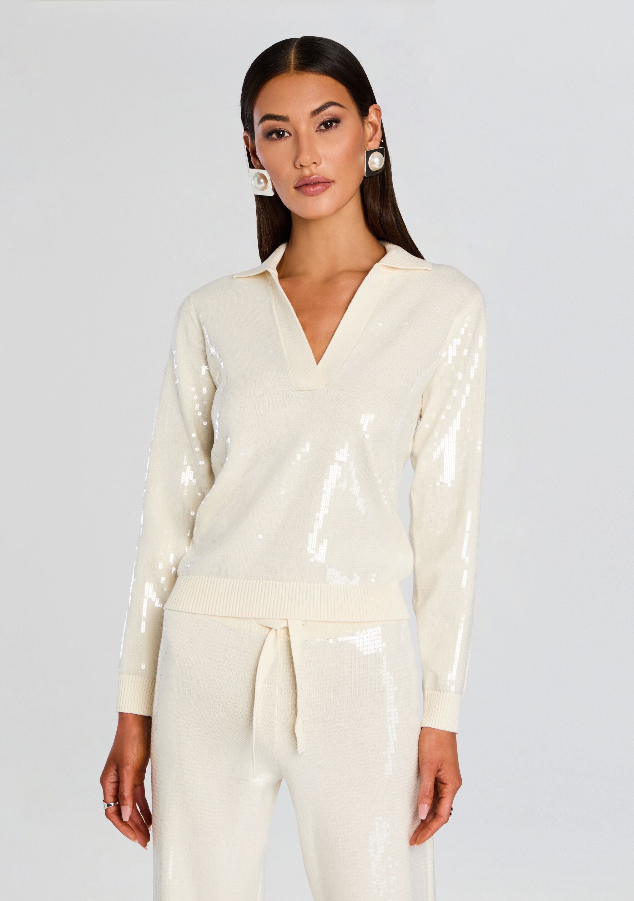 Shaelynn Sequin Knit Shirt-Stylulu