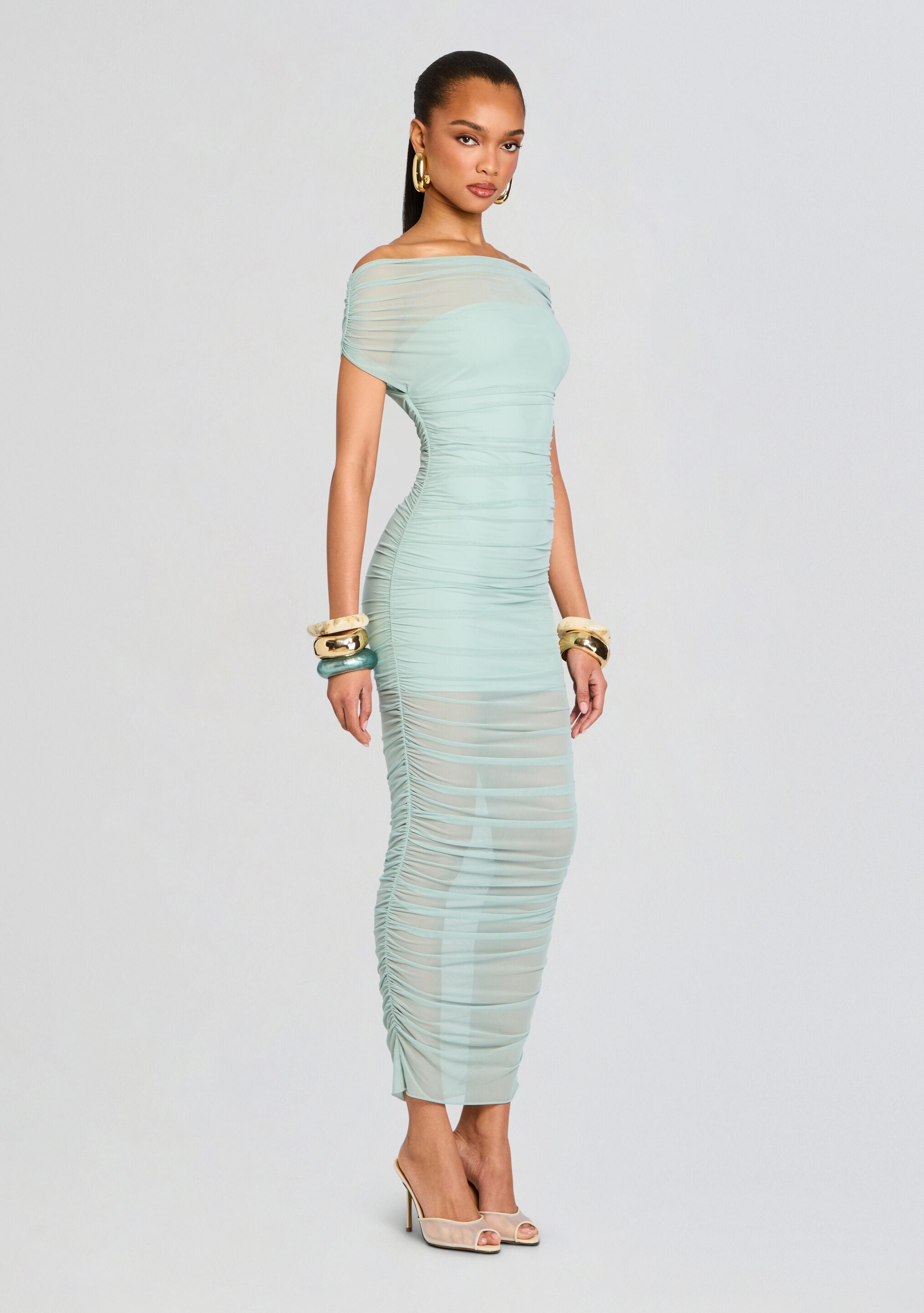 Noel Mesh Midi Dress-Stylulu