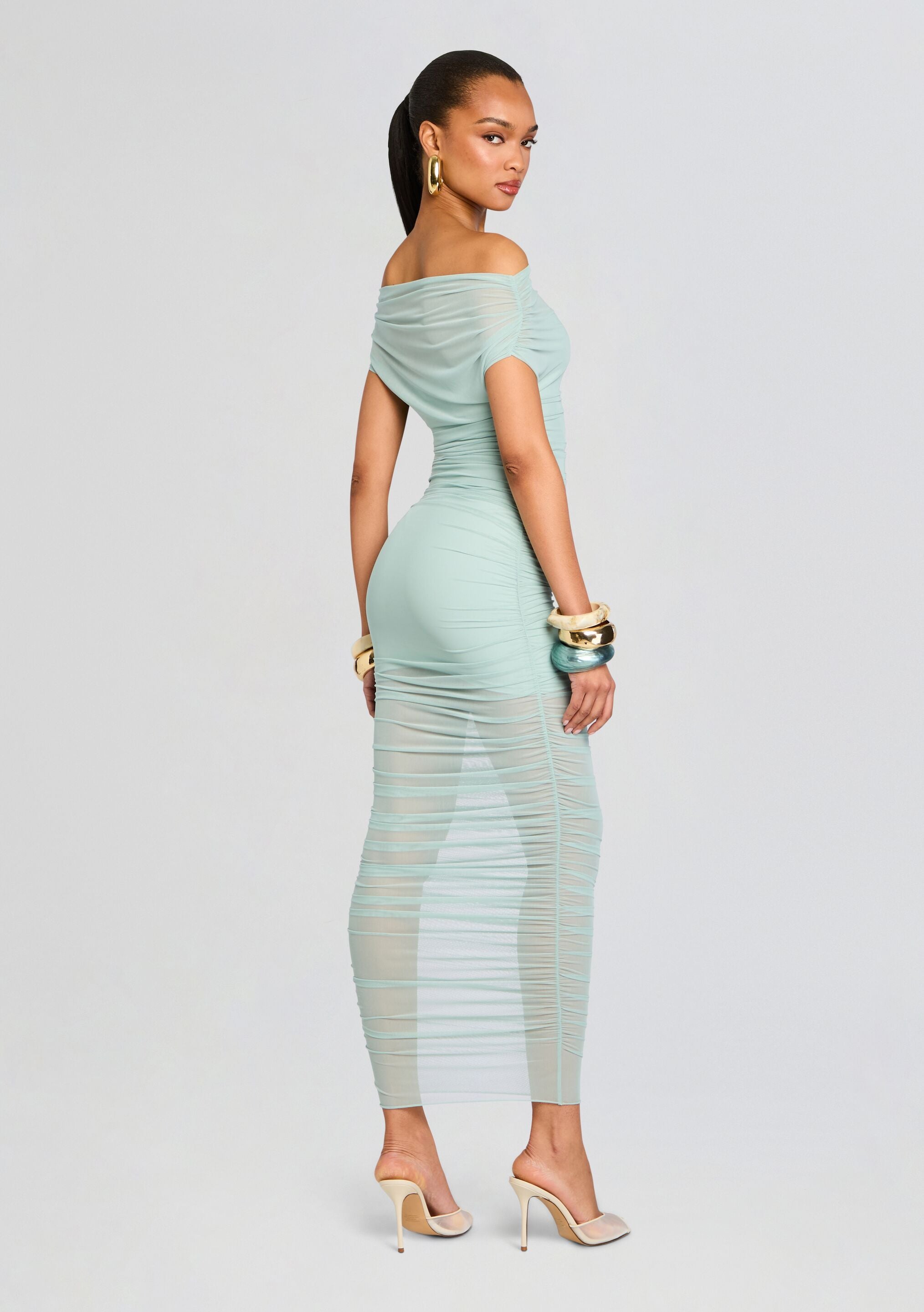 Noel Mesh Midi Dress-Stylulu