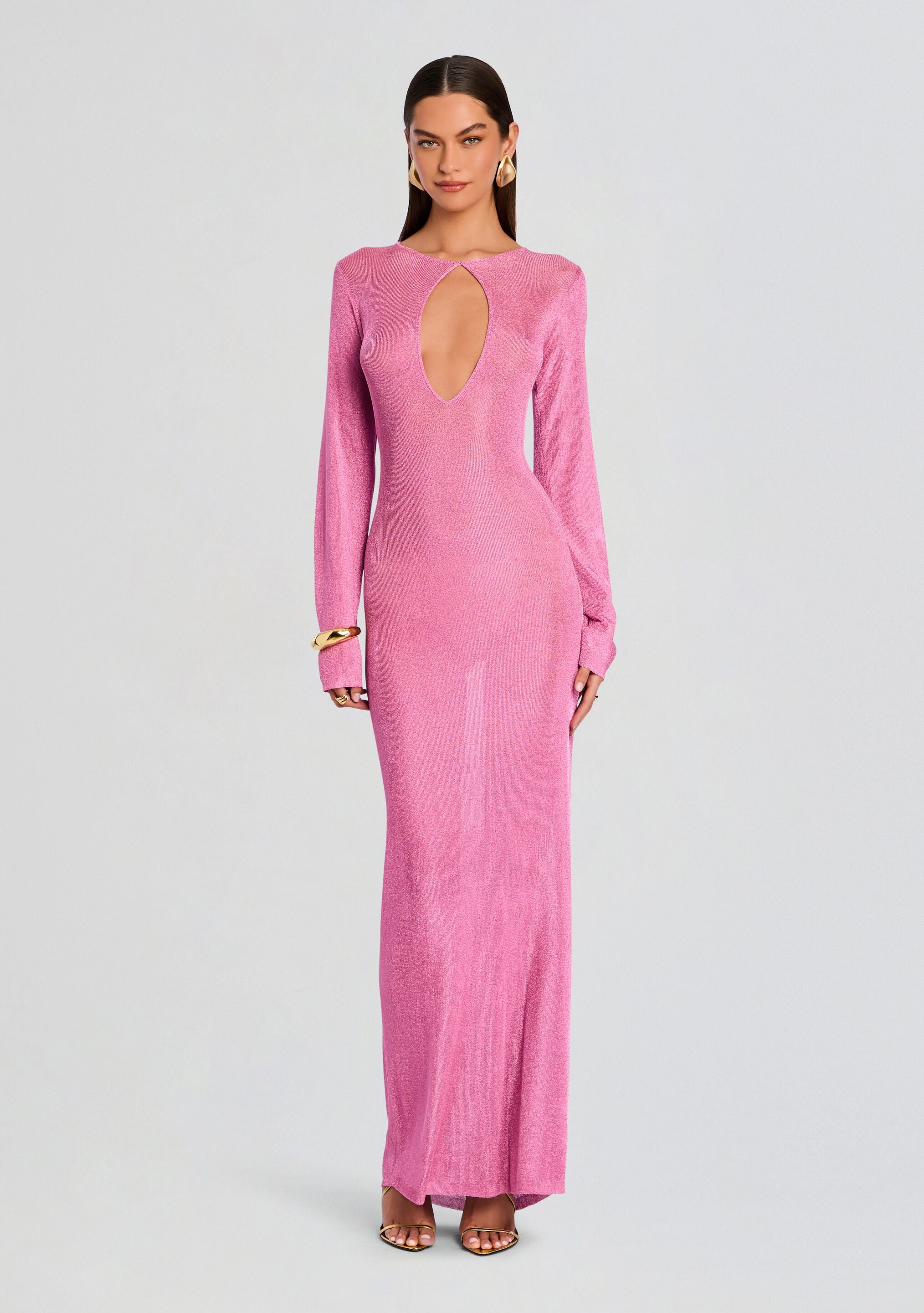 Carmel Metallic Knit Maxi Dress-Stylulu