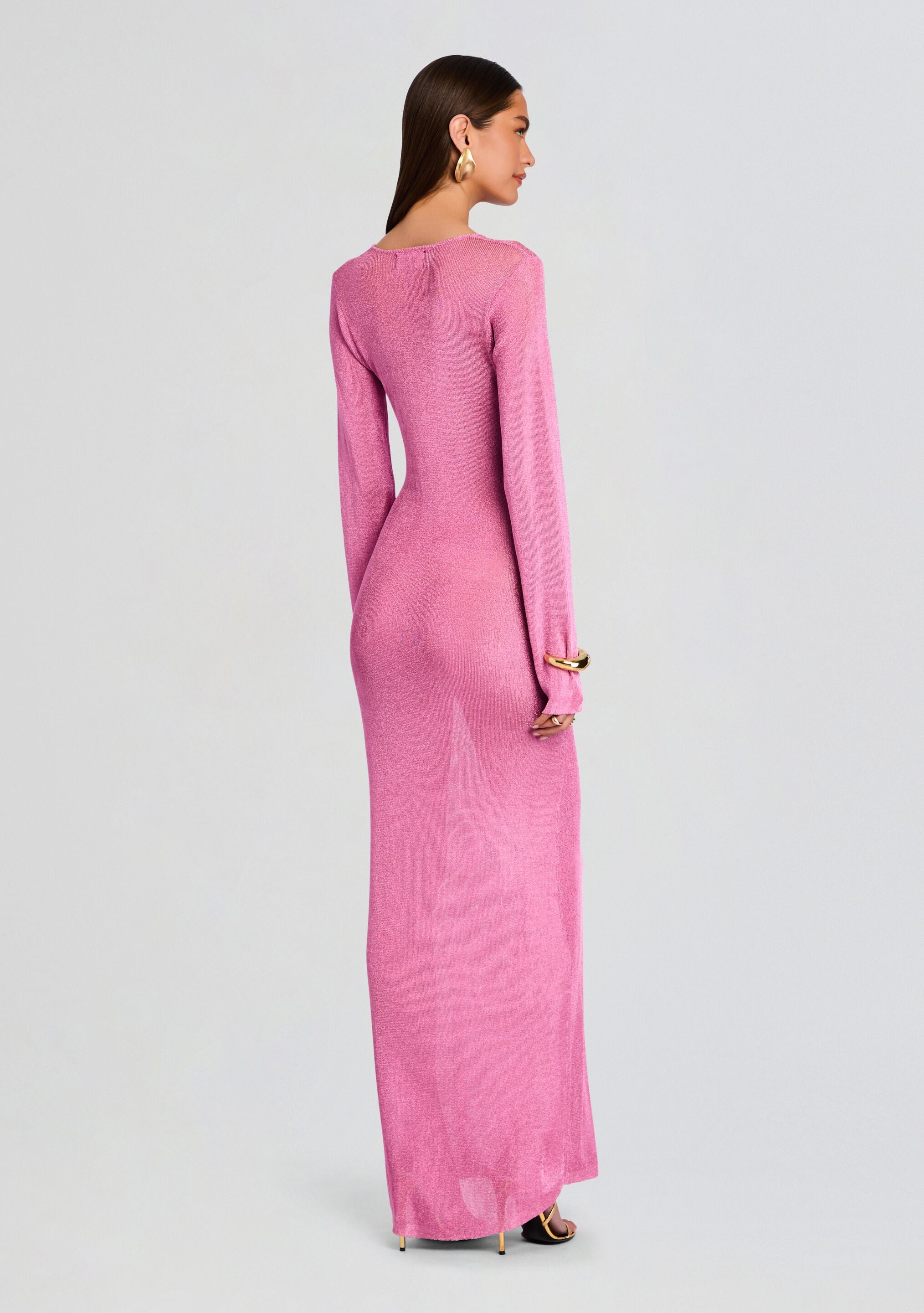 Carmel Metallic Knit Maxi Dress-Stylulu