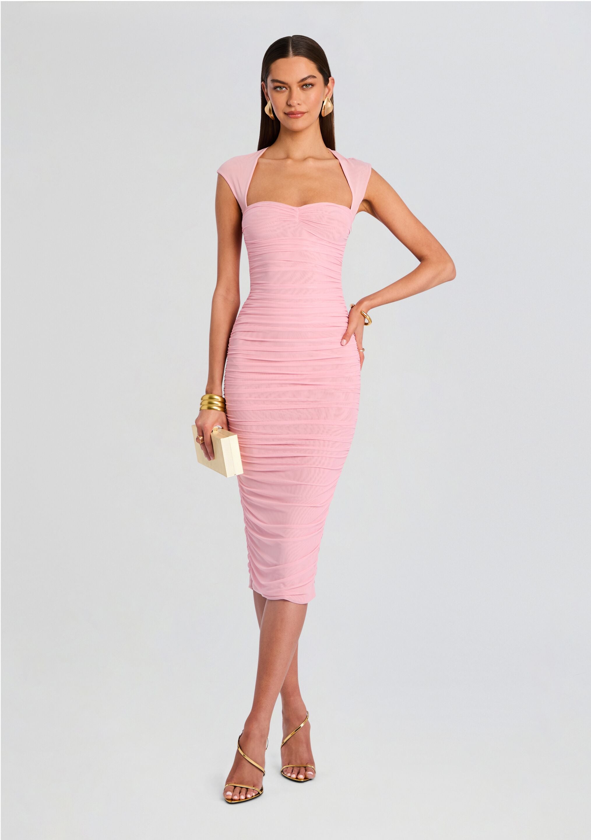 Kylie Mesh Midi Dress-Stylulu