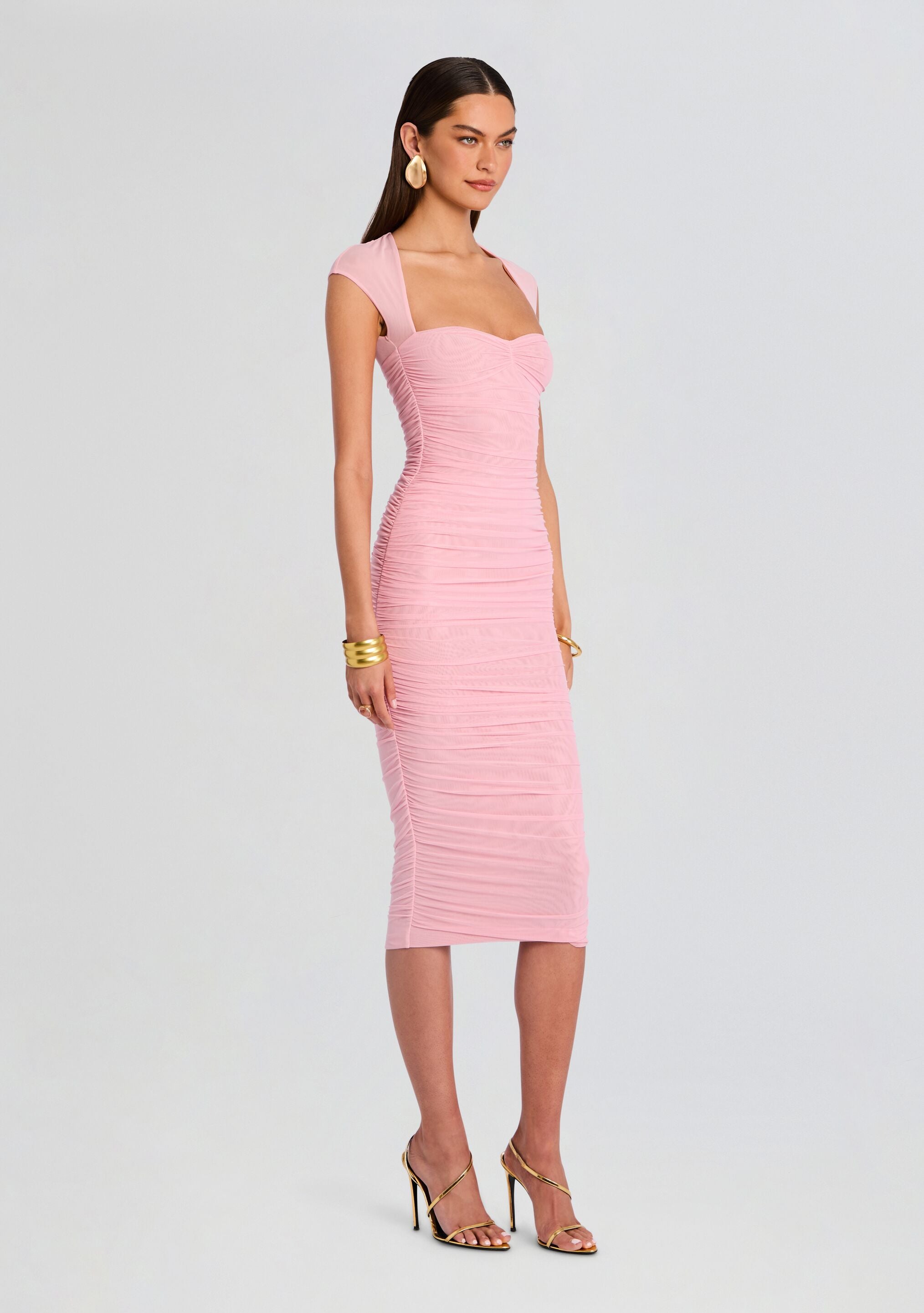 Kylie Mesh Midi Dress-Stylulu