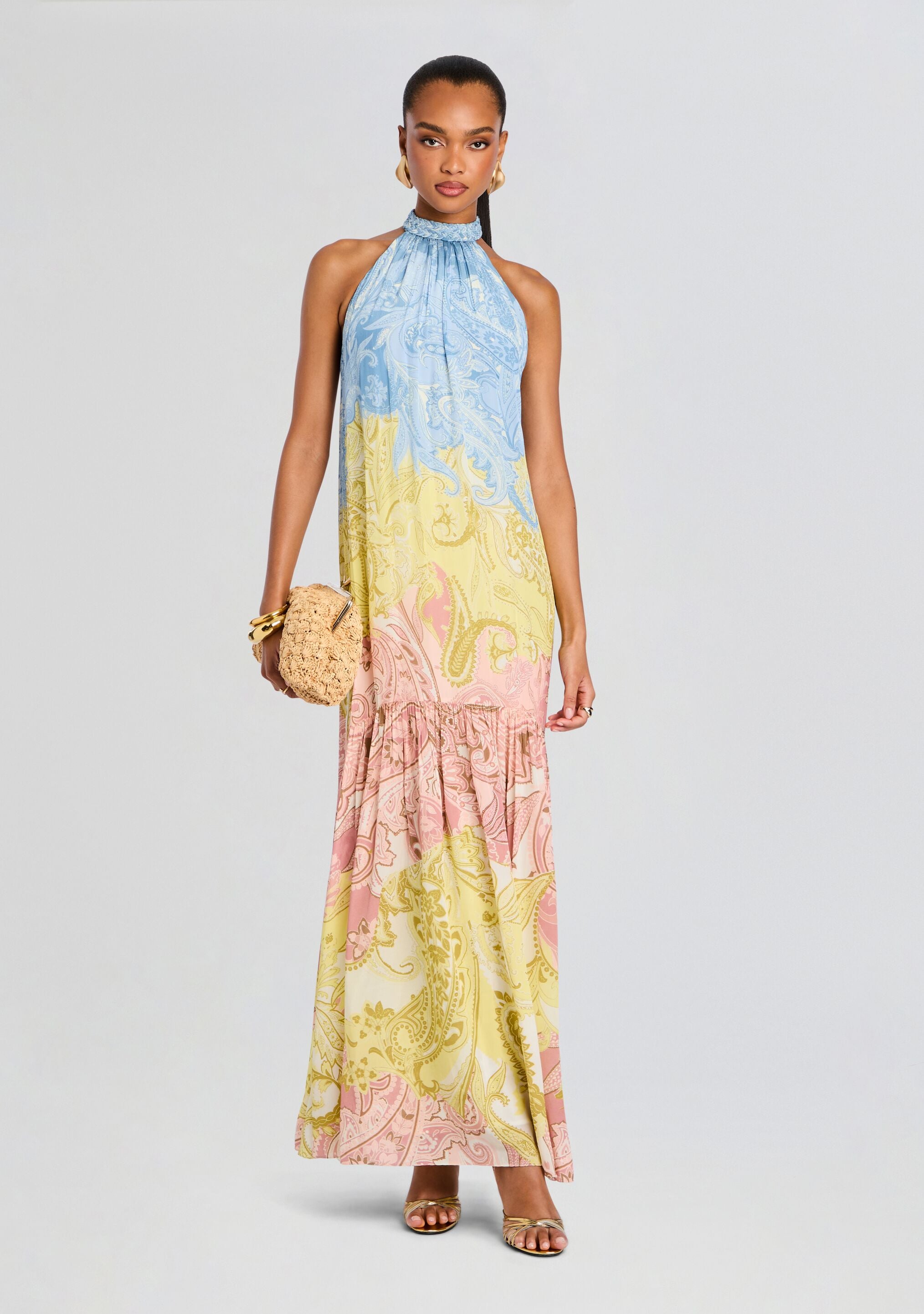 Fiza Halter Long Dress-Stylulu