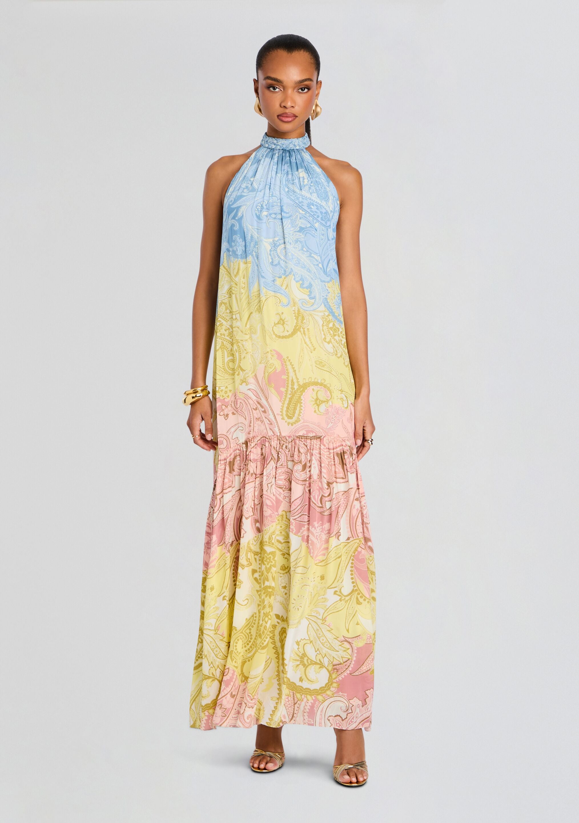 Fiza Halter Long Dress-Stylulu