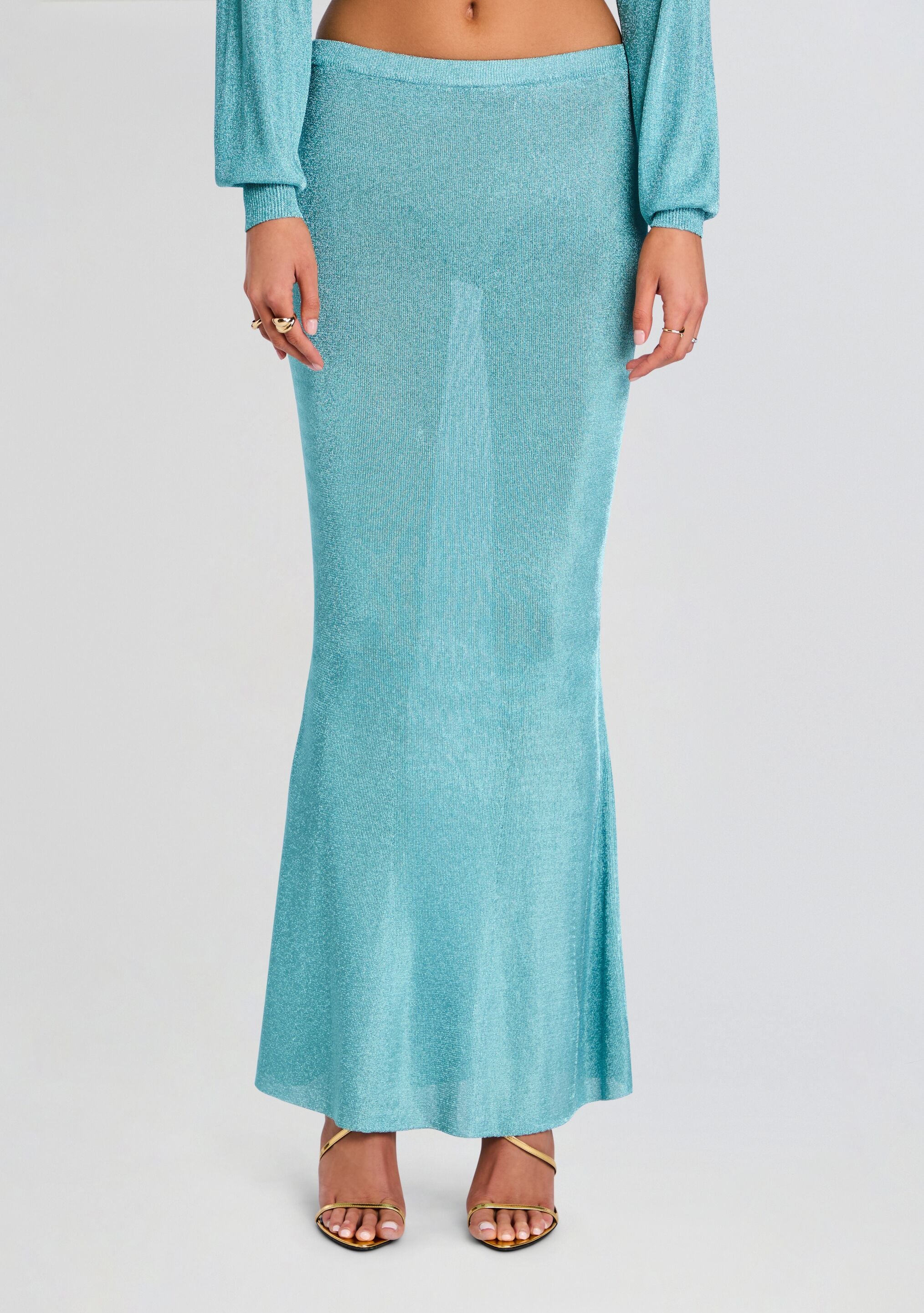 Harmony Metallic Knit Skirt-Stylulu