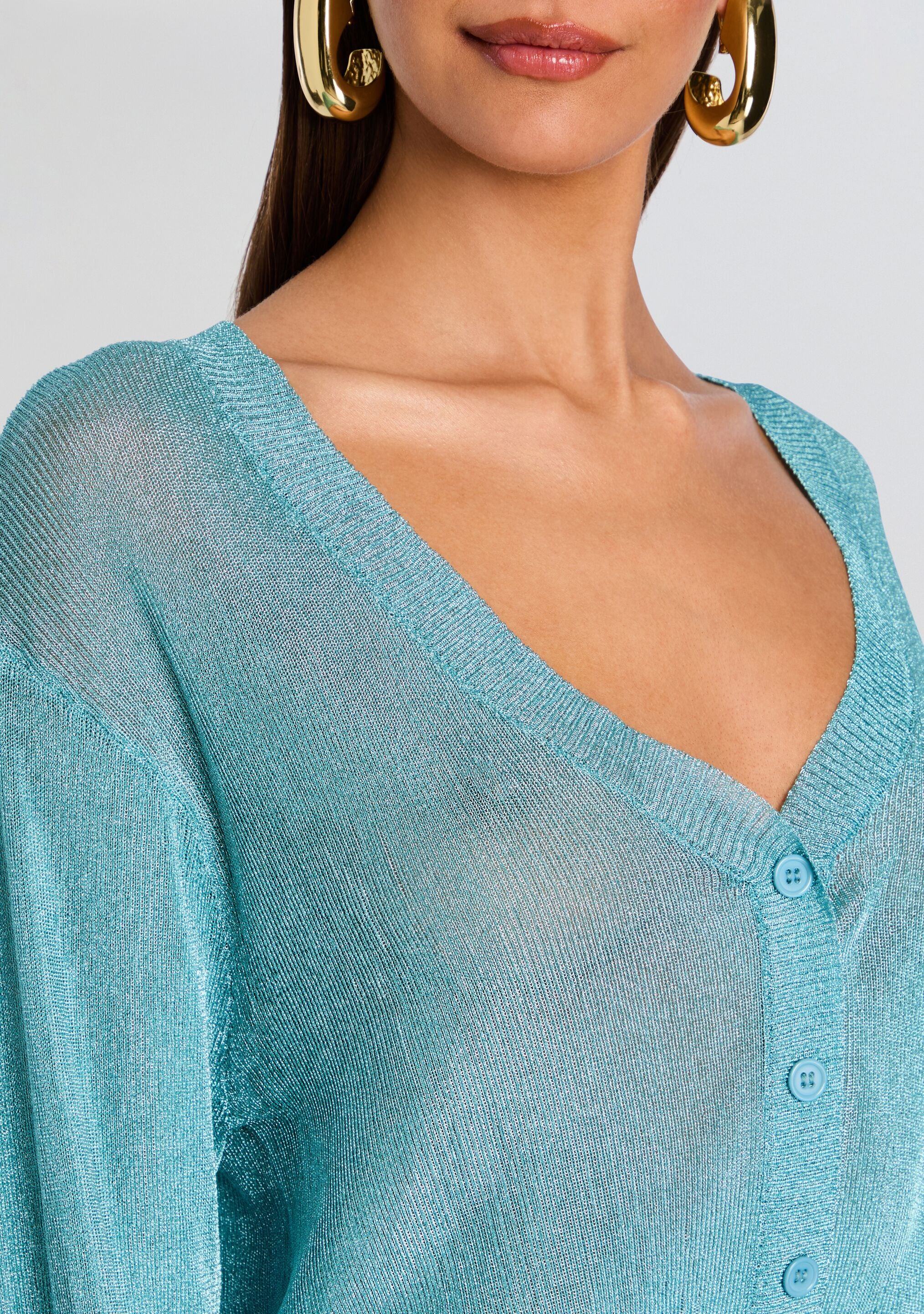 Moni Metallic Knit Cardigan-Stylulu