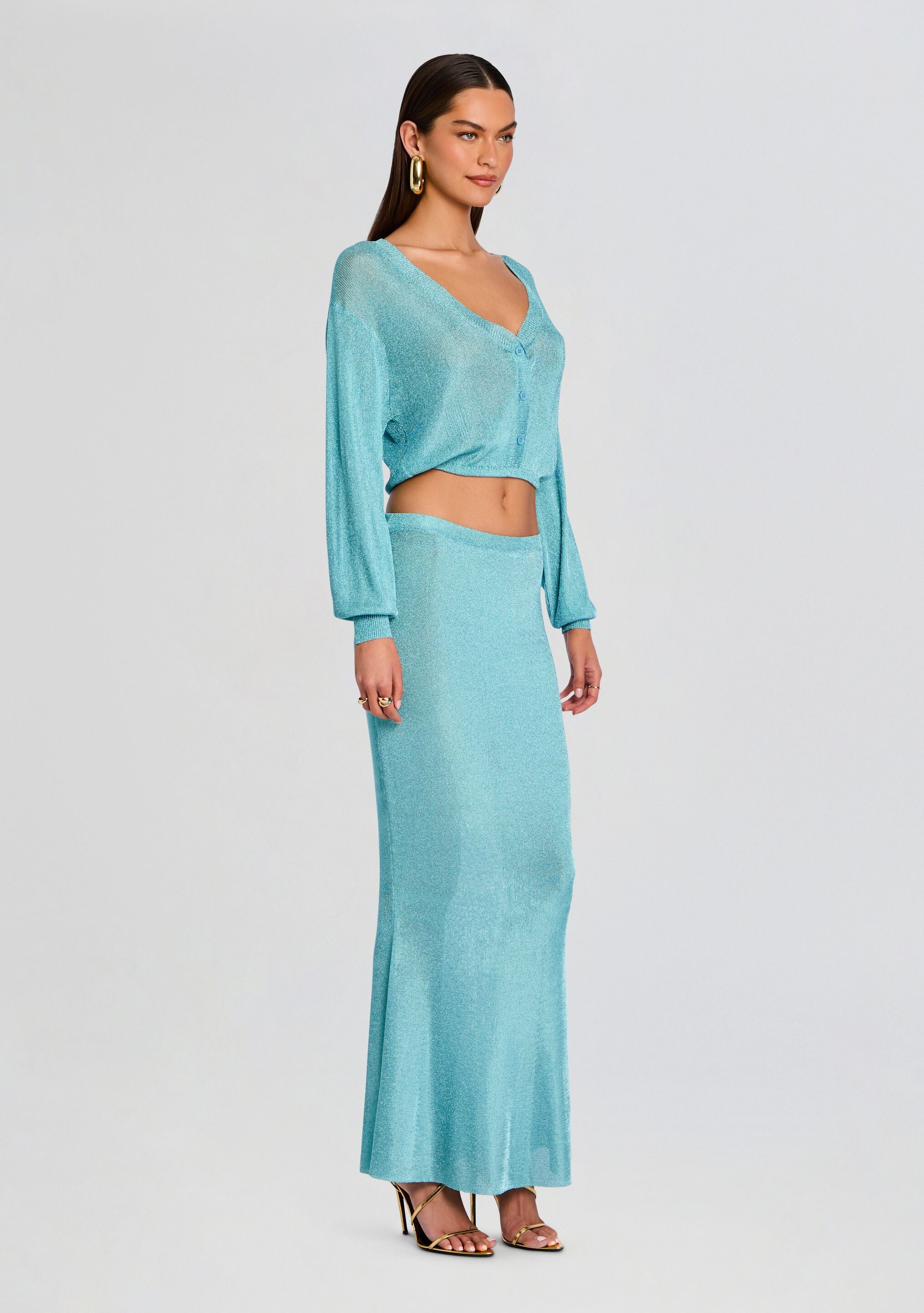 Moni Metallic Knit Cardigan-Stylulu