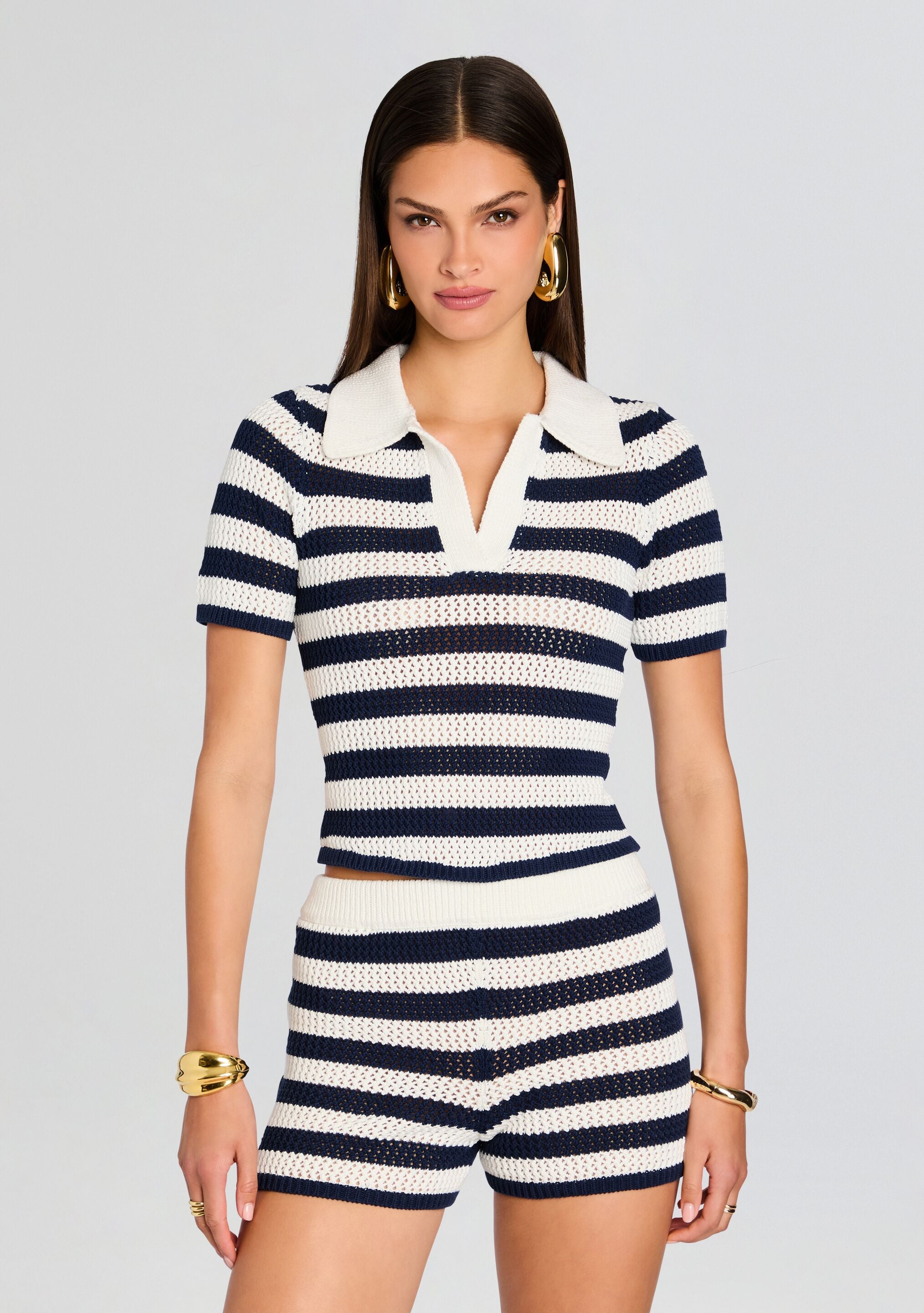 Pax Crochet Polo Top-Stylulu