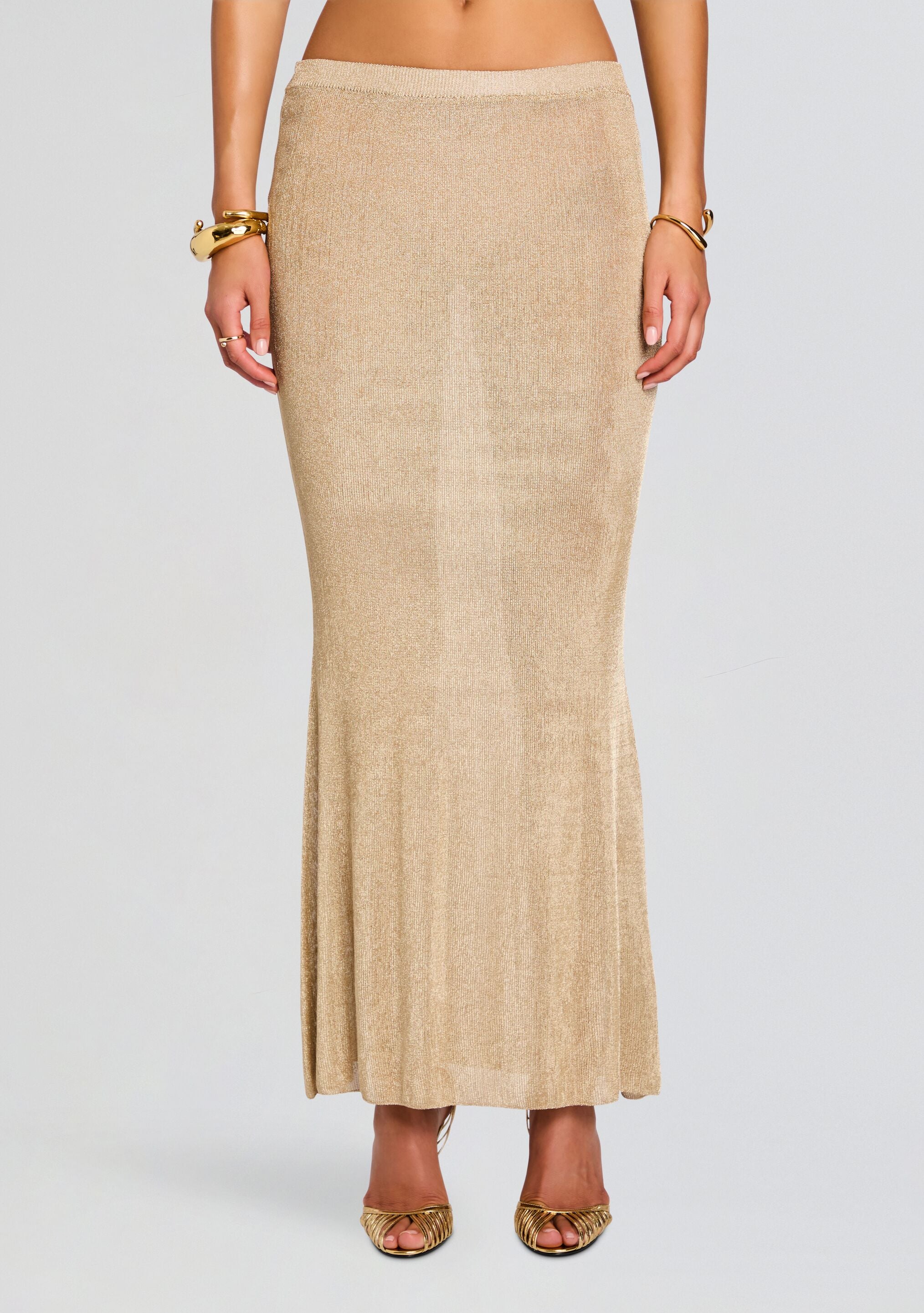 Harmony Metallic Knit Skirt-Stylulu