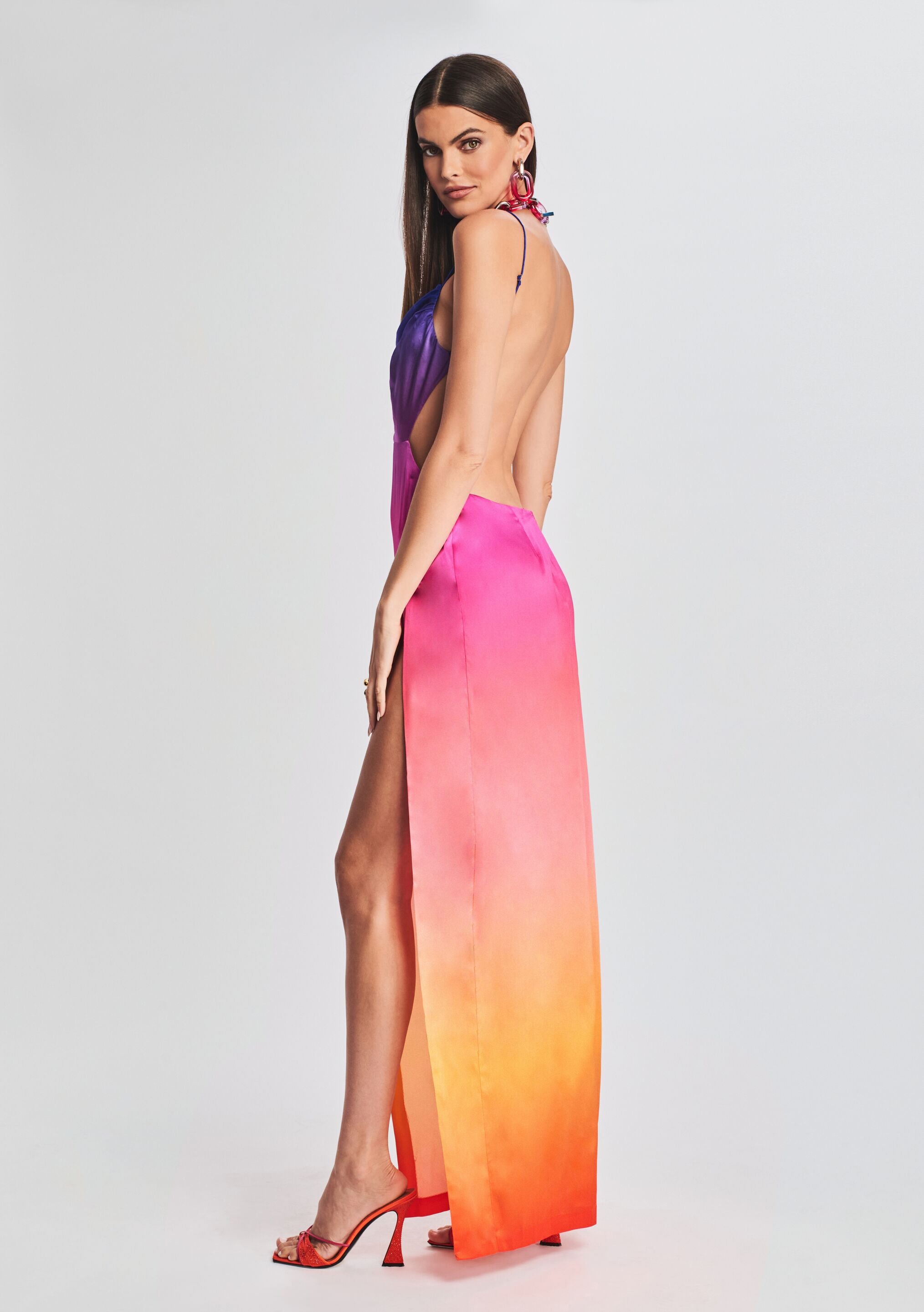 Alyssa Ombre Silk Dress-Stylulu
