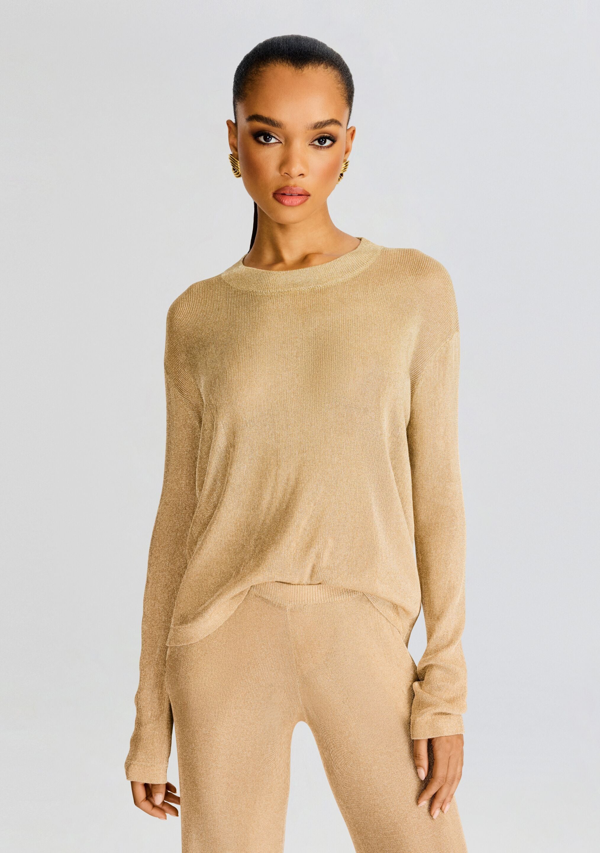 Hana Metallic Knit Top-Stylulu