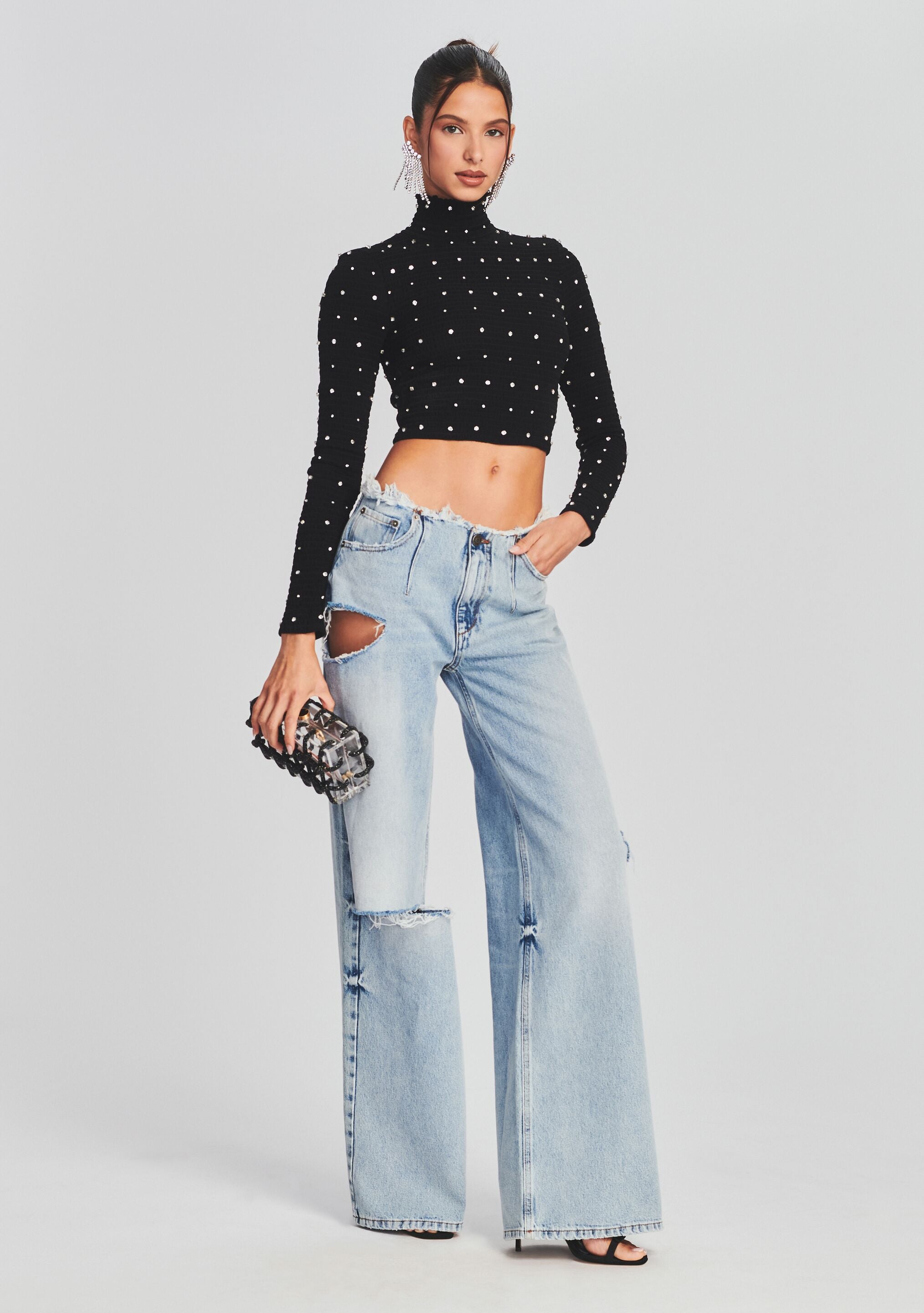 Brooks Embellished Chiffon Top-Stylulu