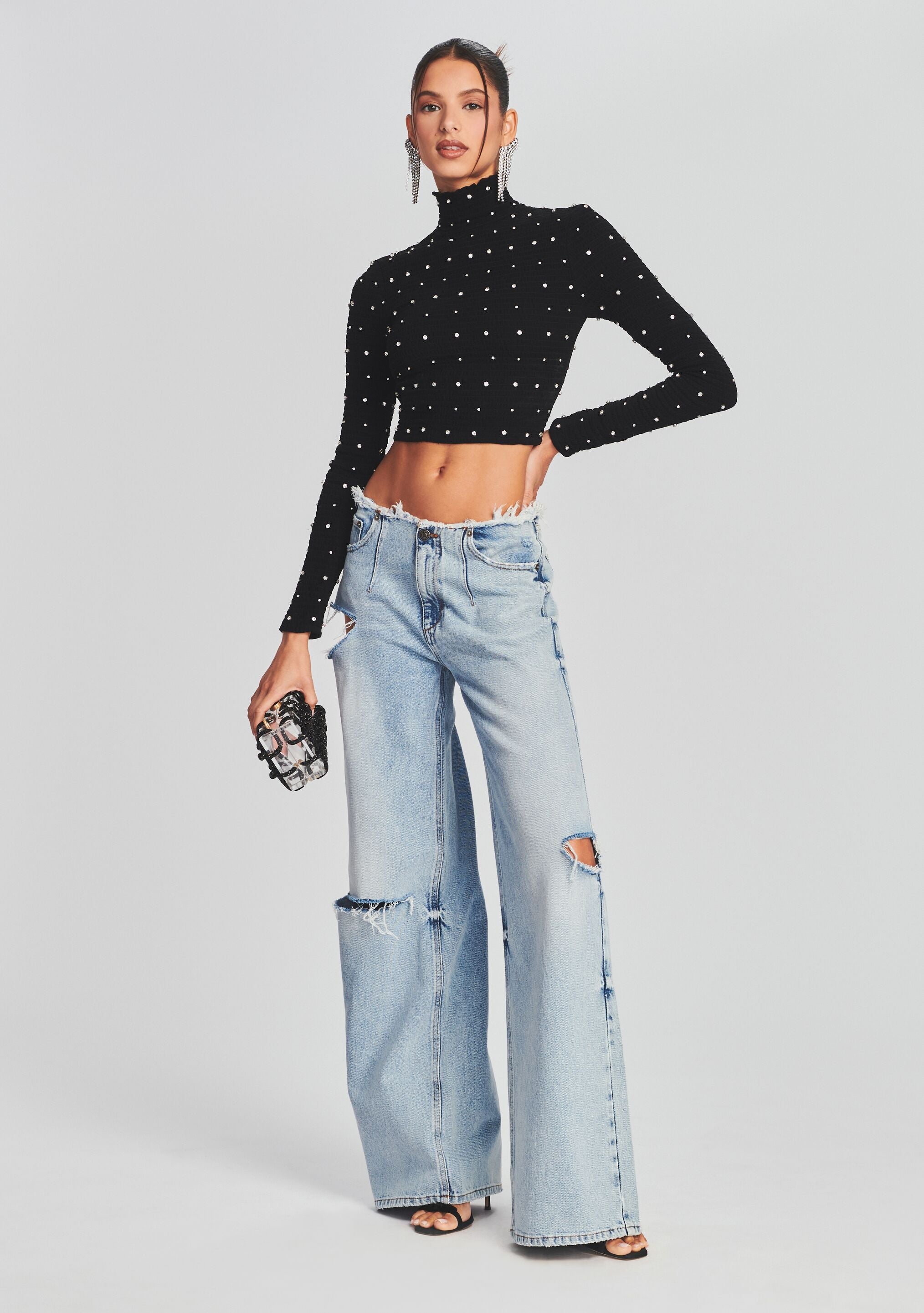 Brooks Embellished Chiffon Top-Stylulu