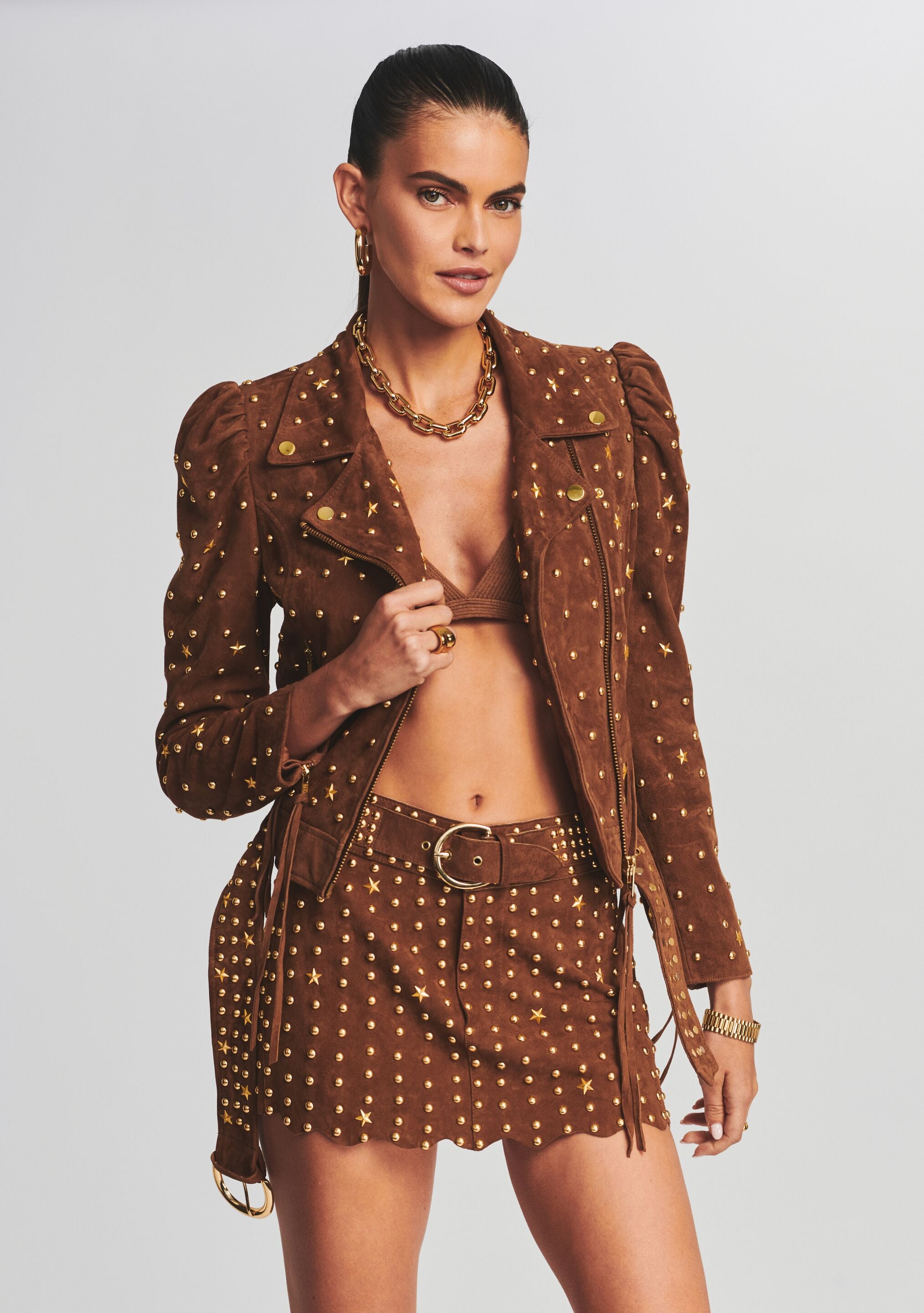 Tai Suede Studded Jacket-Stylulu