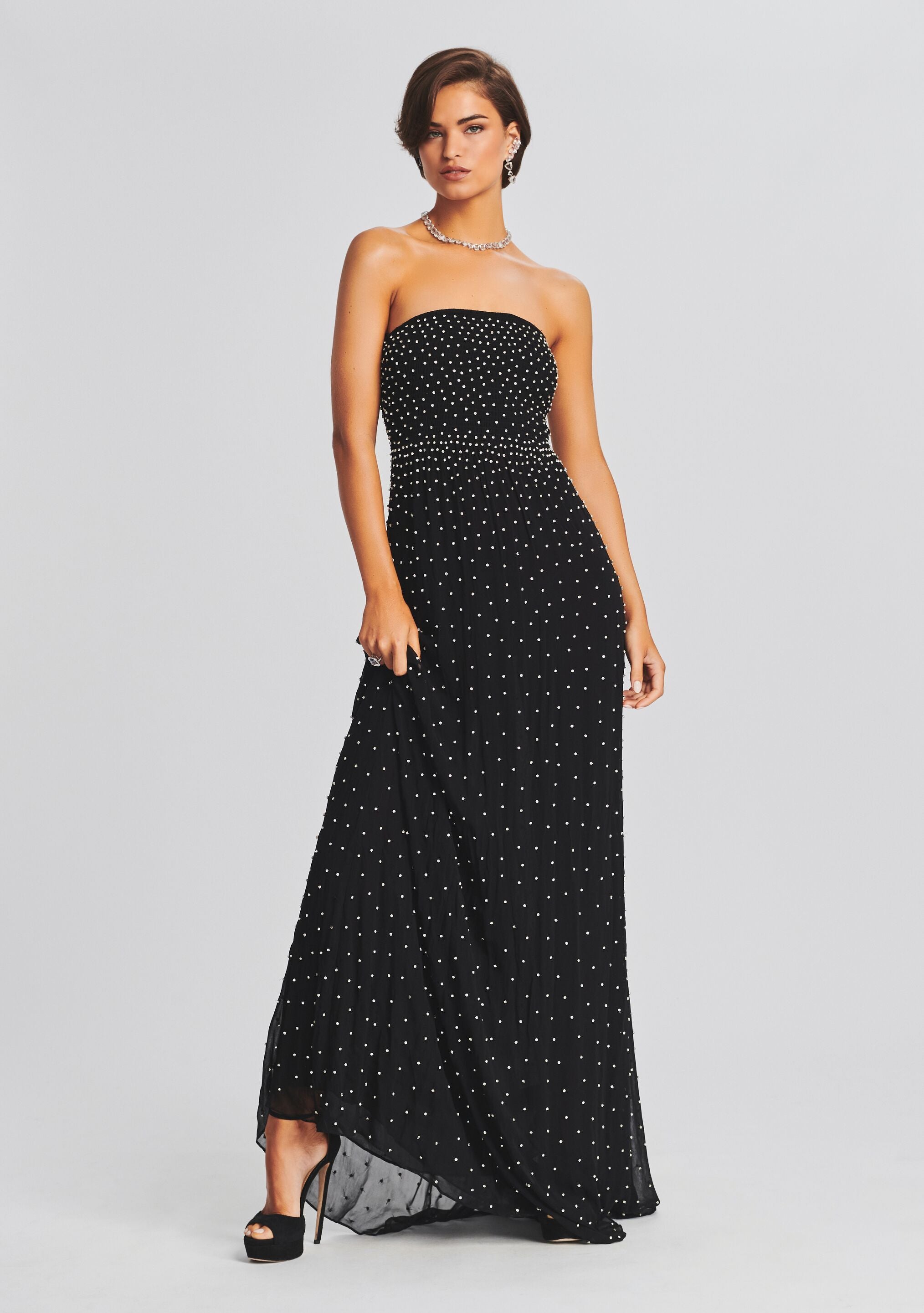 Masie Embellished Chiffon Dress-Stylulu