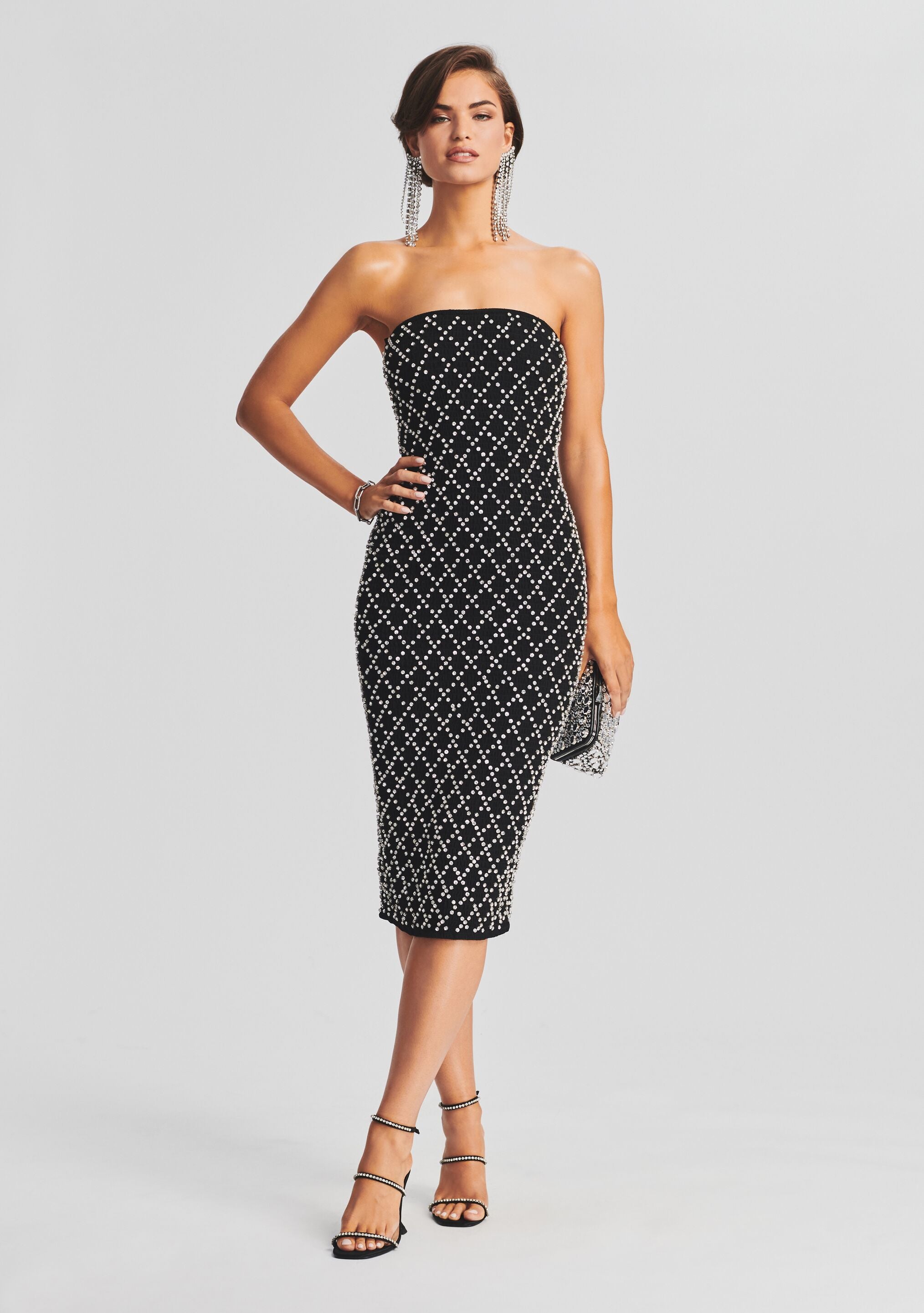 Minetta Embellished Chiffon Dress-Stylulu