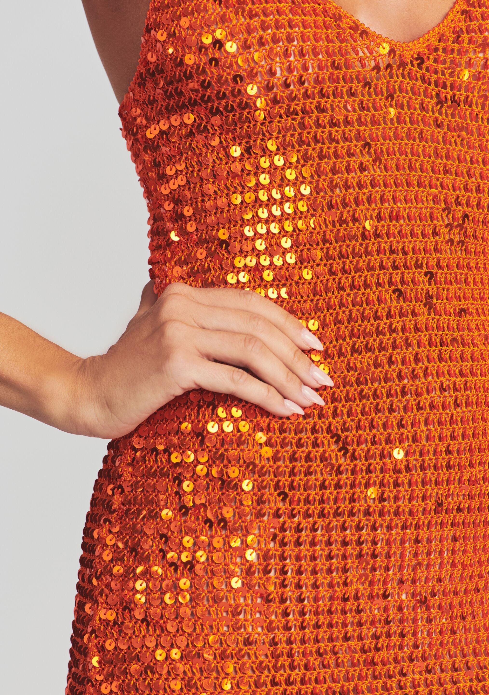 Elliana Sequin Crochet Dress-Stylulu
