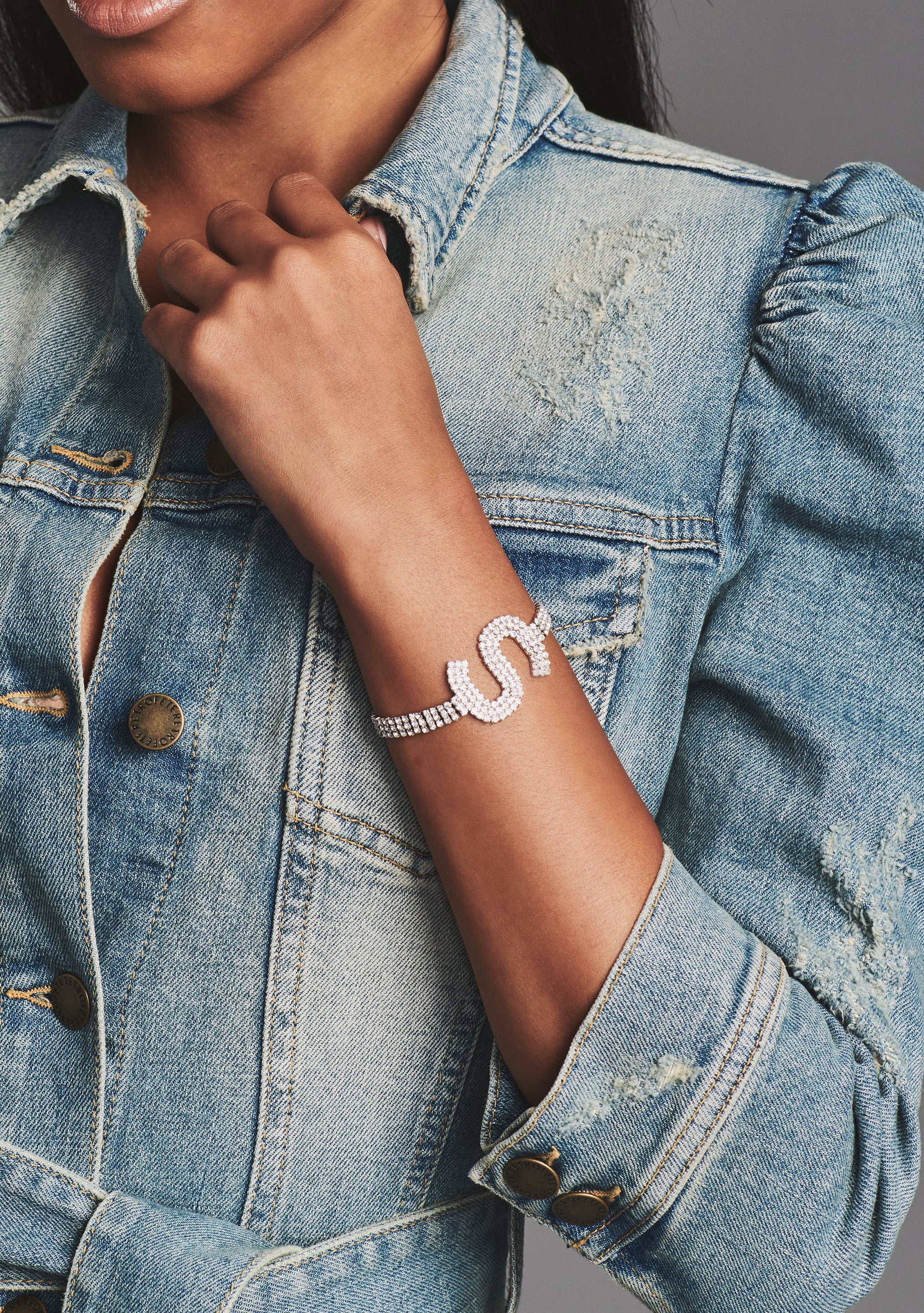 Rhinestone Alphabet Letter Bracelet-Stylulu