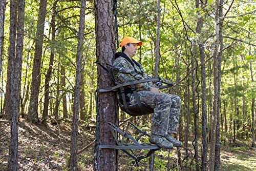 Summit Viper SD Climbing Treestand  Lightweight Aluminum, Foam Padded Seat, 300 lbs Capacity, Includes Safety Harness