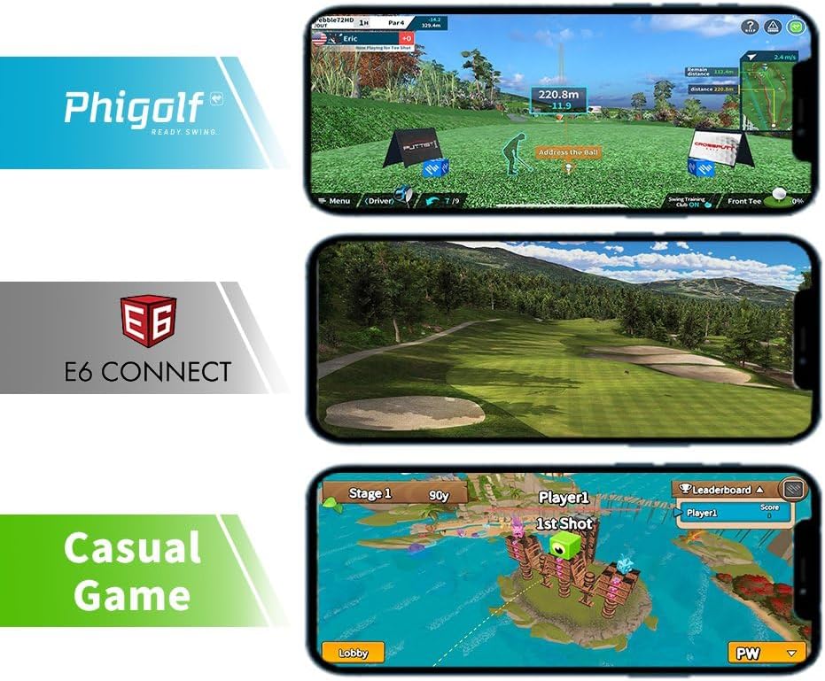 Home Golf Game Simulator: Enjoy Interactive Golf with Motion Sensor & Swing Stick for Indoor & Outdoor Fun 38,000+ Courses Worldwide, Compatible with Android, iOS, App & E6 Connect
