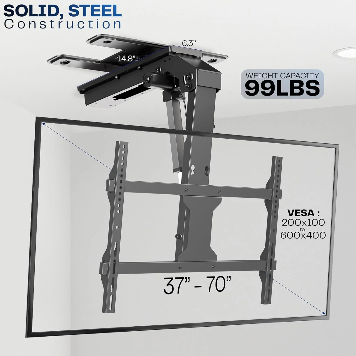 VIVO Electric Ceiling TV Mount, 37", Motorized, App Control, Black