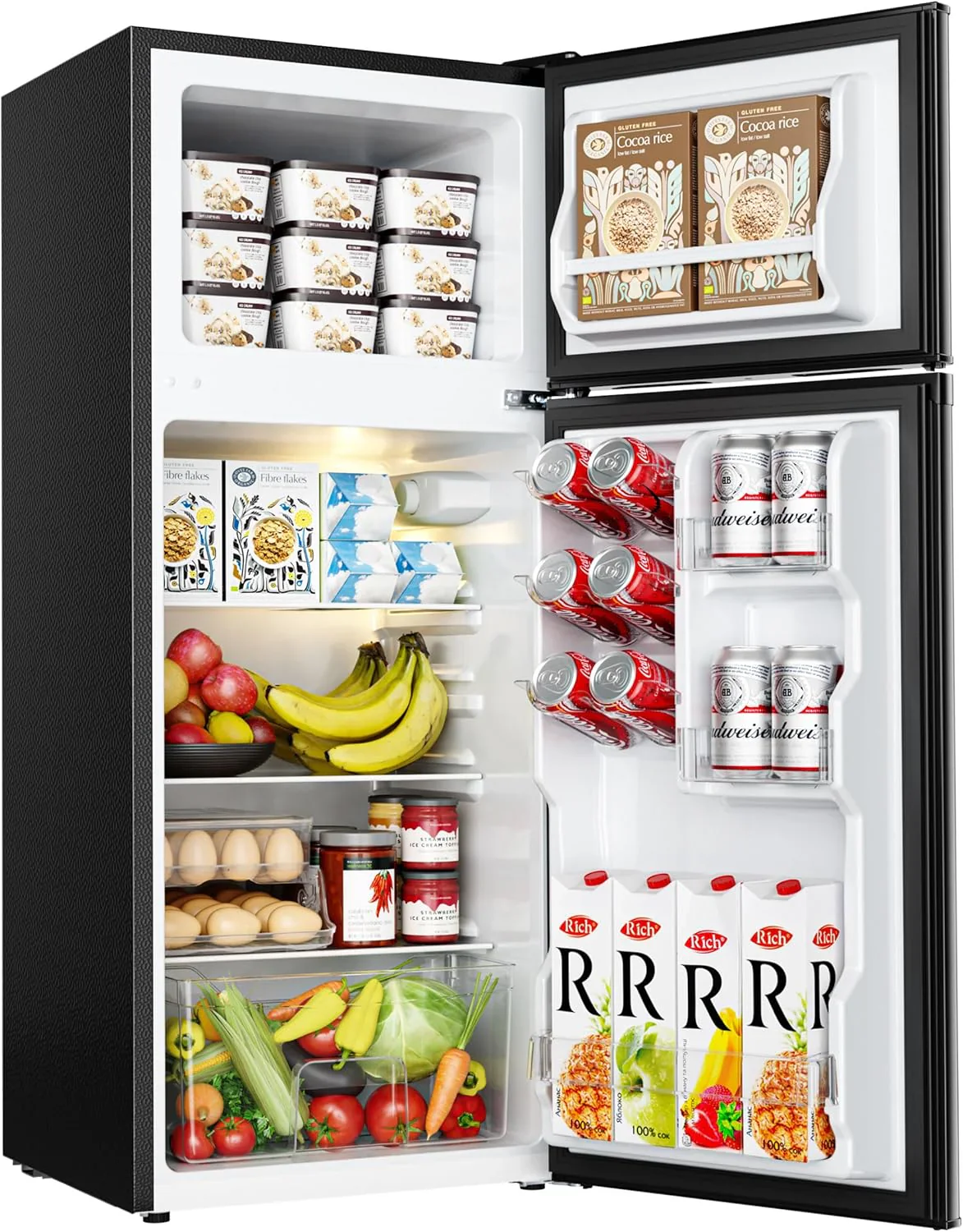EUHOMY 3.2 Cu.Ft Mini Fridge with Freezer 2-Door Compact Refrigerator for Bedroom, Dorm, Office or Apartment, Silver