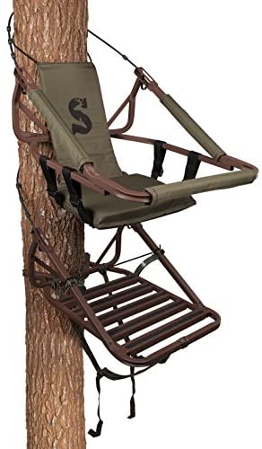 Summit Viper SD Climbing Treestand  Lightweight Aluminum, Foam Padded Seat, 300 lbs Capacity, Includes Safety Harness