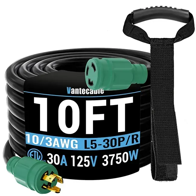 [10ft to 100ft]10gauge 30 Amp Generator Power Extension Cord with Twist Lock Connector,L5-30P/R,L14-30P/R,125V/250,3750W,ETL Listed
