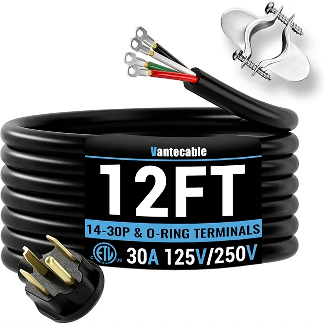 10AWG Dryer Extension Cord, 125V/250V,30A, Pure Copper Wire Cable with PVC Cable Tie, for Outdoor & Indoor Use