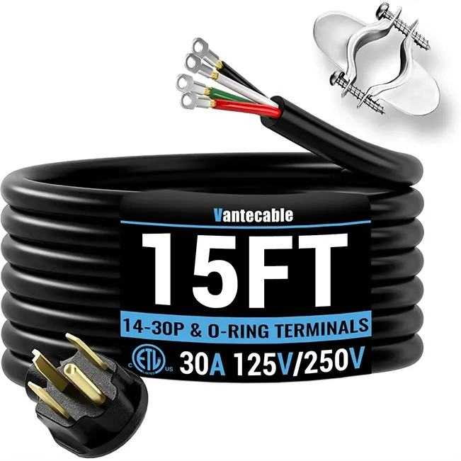 10AWG Dryer Extension Cord, 125V/250V,30A, Pure Copper Wire Cable with PVC Cable Tie, for Outdoor & Indoor Use