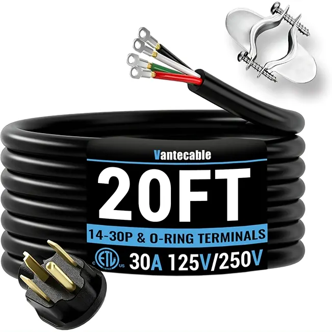 10AWG Dryer Extension Cord, 125V/250V,30A, Pure Copper Wire Cable with PVC Cable Tie, for Outdoor & Indoor Use