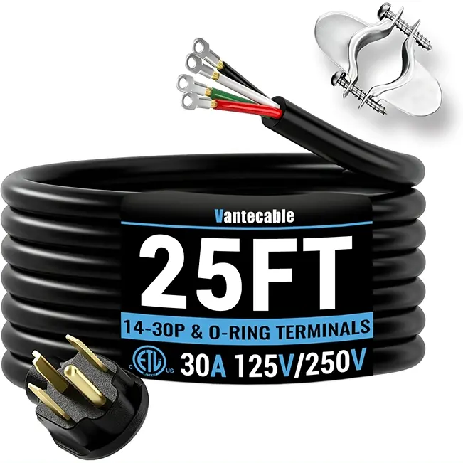 10AWG Dryer Extension Cord, 125V/250V,30A, Pure Copper Wire Cable with PVC Cable Tie, for Outdoor & Indoor Use