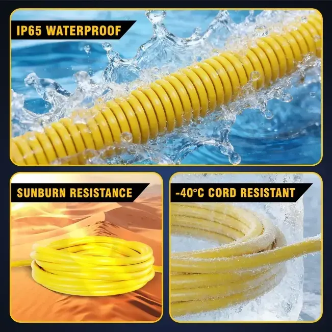 [6ft to 500ft] 12/3 Gauge Heavy Duty Outdoor Extension Cord, Waterproof with LED Lighted End,yellow,Waterproof,ETL,flexible