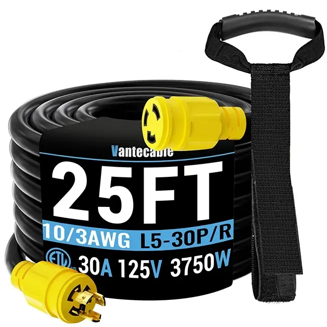 [10ft to 100ft]10gauge 30 Amp Generator Power Extension Cord with Twist Lock Connector,L5-30P/R,L14-30P/R,125V/250,3750W,ETL Listed