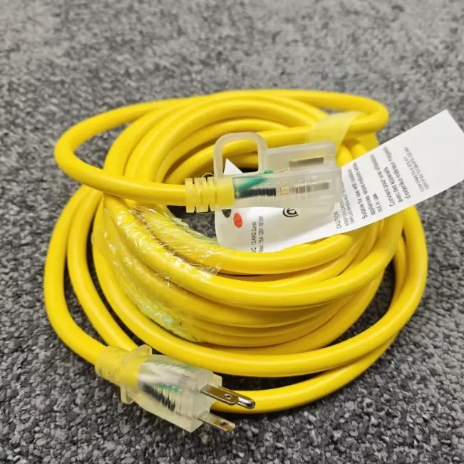 12/3 Gauge Outdoor Extension Cord with LED Lighted End, SJTW, ETL Listed, 6-500 ft