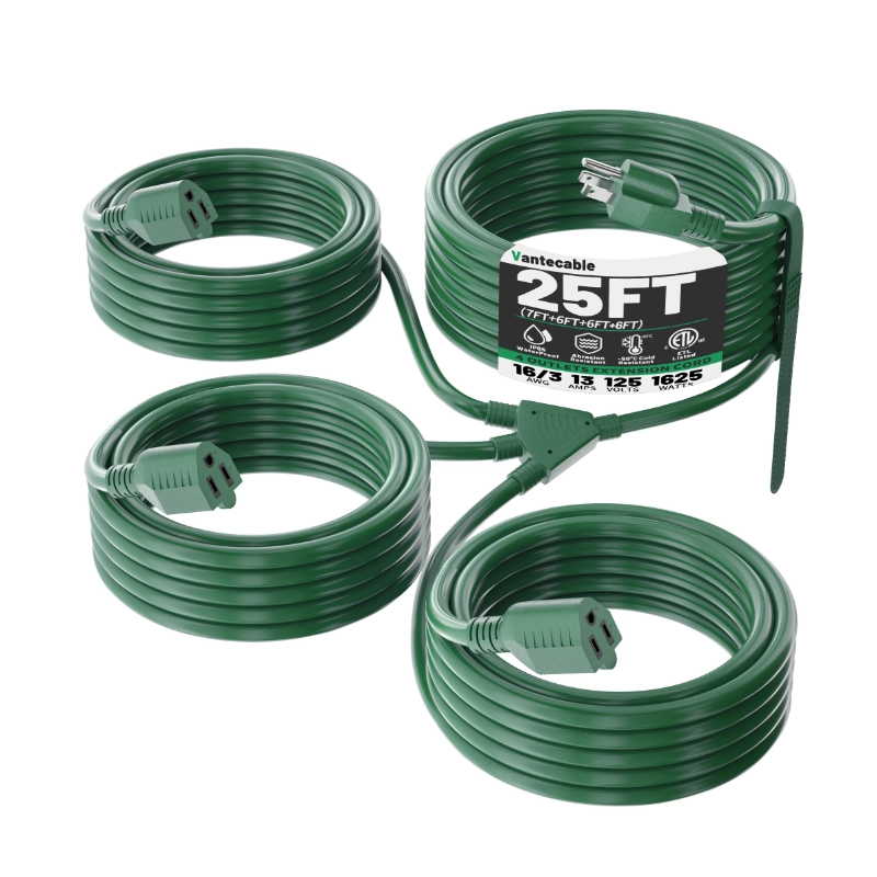 1 to 4 Splitter Outdoor Extension Cord with Multiple Outlets