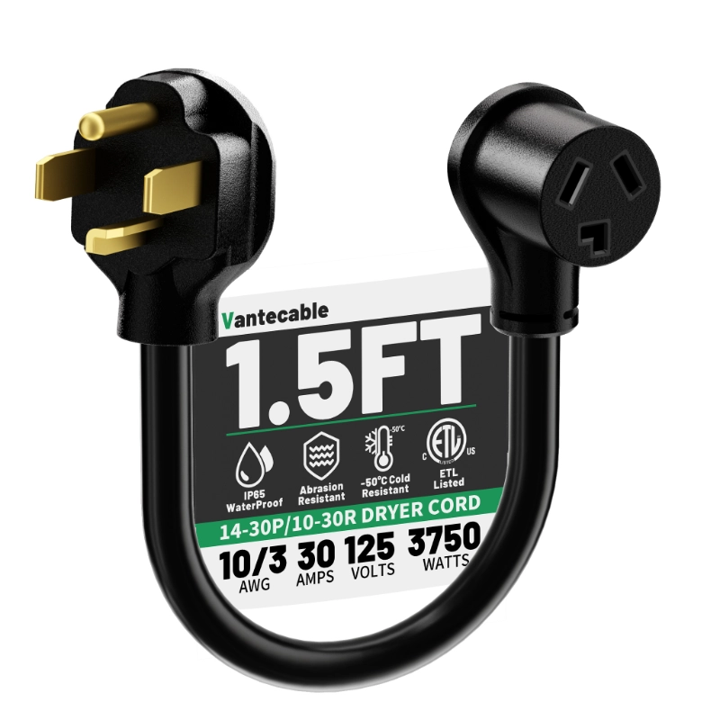 1.5FT 4 Prong to 3 Prong Dryer Adapter-Vantecable