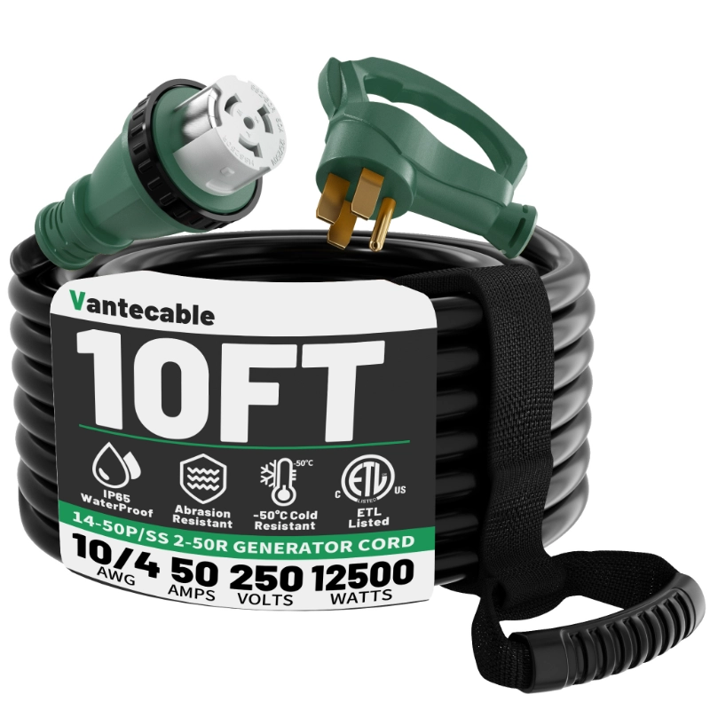 50 Amp Generator Cord, 15FT 50 Amp RV Extension Cord with Twist Lock-Vantecable