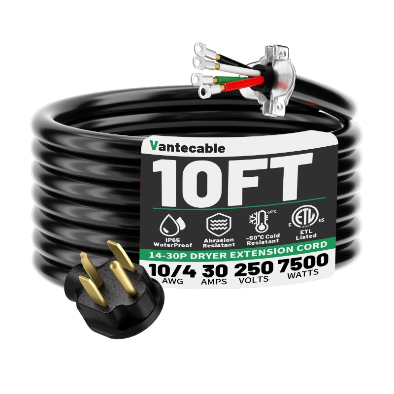 4 Prong Dryer Cord 30 AMP Black, 10/4 Gauge Dryer Extension Cord Heavy Duty