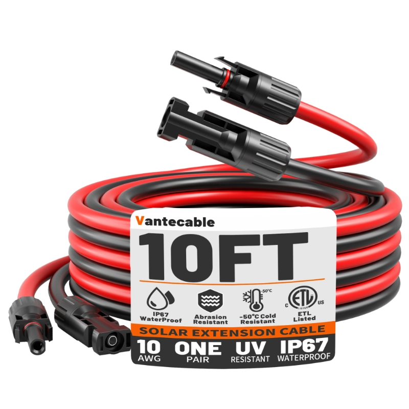 10AWG Solar Extension Cable with Pair of Connectors Solar Panel Adaptor Kit Tool-Vantecable