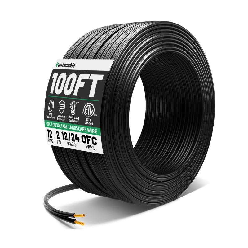 250 Feet 12 Gauge Wire, 12/2 Low Voltage Landscape Lighting Copper Wire