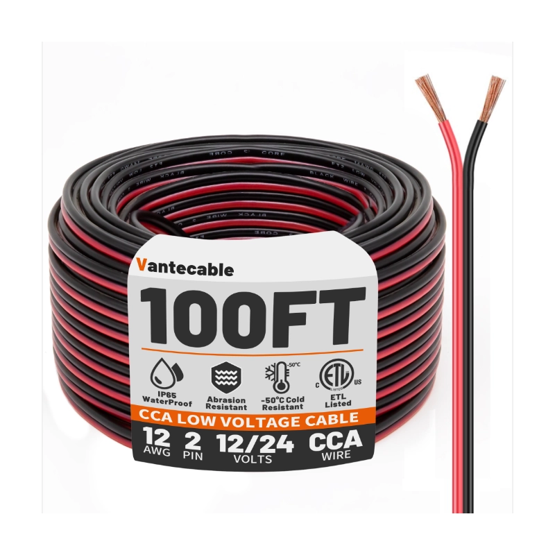 Electrical Wire 2 Conductors Red Black Cable Hookup LED Lighting Strips Flexible Wire