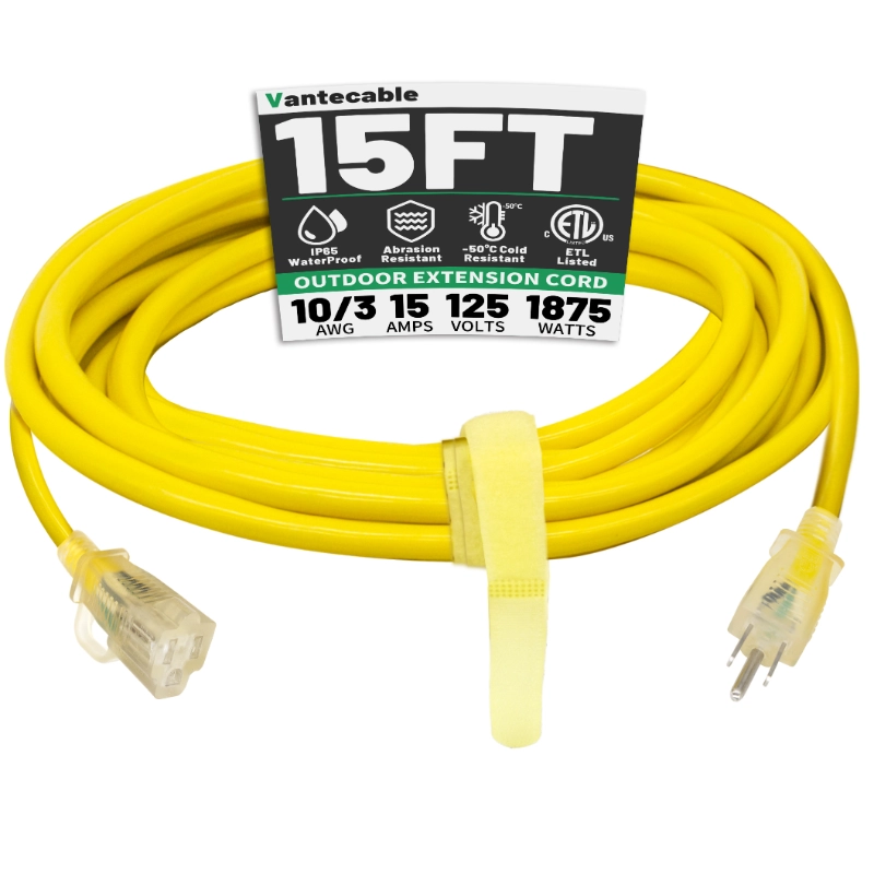 6 Ft 10/3 Outdoor Extension Cord Waterproof Heavy Duty 10 Gauge 3 Prong-Vantecable