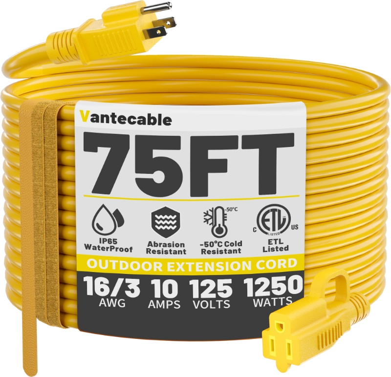 Indoor Outdoor Extension Cord 50 ft Waterproof-Vantecable