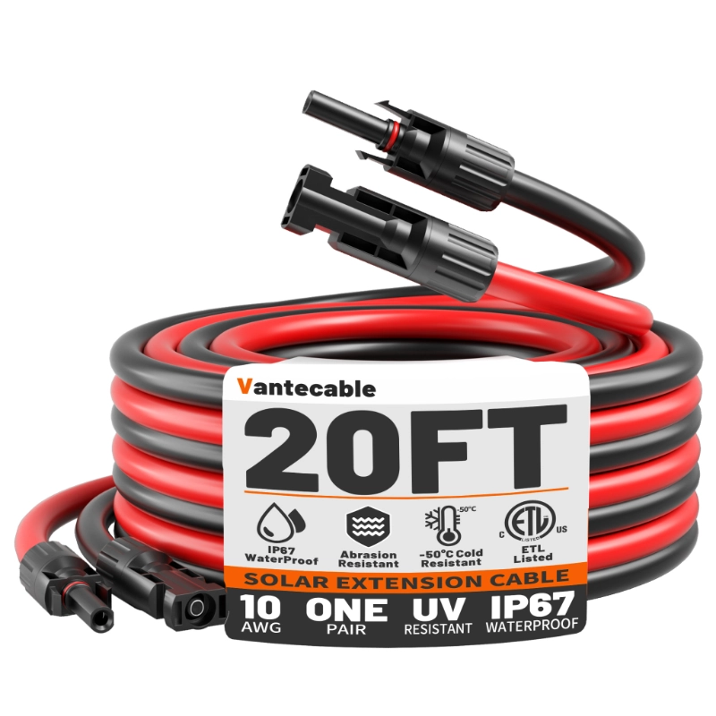 10AWG Solar Extension Cable with Pair of Connectors Solar Panel Adaptor Kit Tool-Vantecable