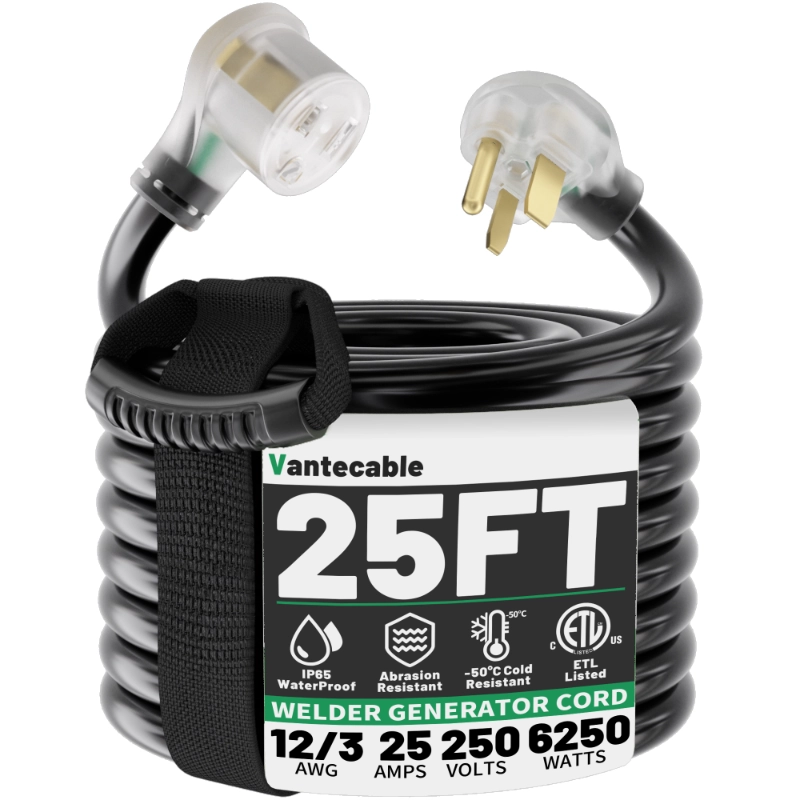 25 AMP 25ft Welder Extension Cord Outdoor 12 Gauge-Vantecable