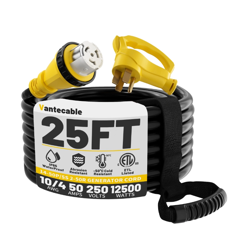 50 Amp Generator Cord, 10FT 50 Amp RV Extension Cord with Twist Lock